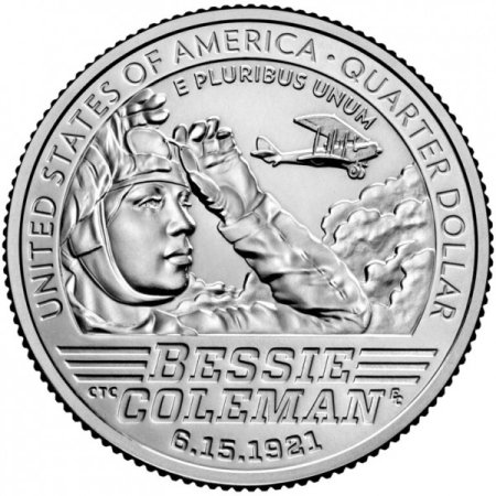 Monede America - USA, 25 Centi 2023: Bessie Coleman, aviatoare, UNC