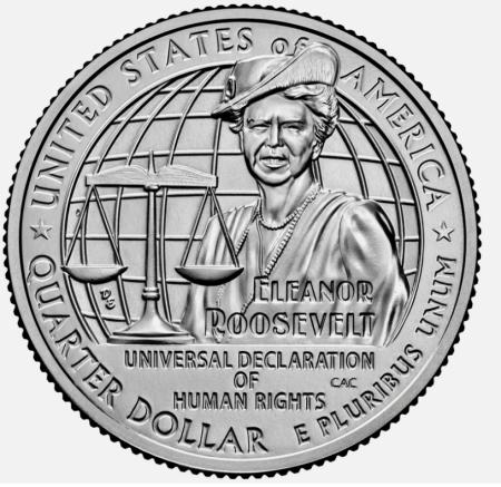Monede straine - USA 25 centi 2023, Eleanor Roosevelt, monetaria Philadelphia, UNC