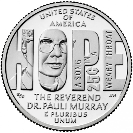 Monede America - USA, 25 Centi 2024: Dr. Pauli Murray, prima persoană de culoare care a obținut un doctorat în științe juridice de la Yale, UNC