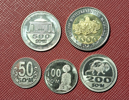 Monede - Uzbekistan set 5 monede: 50, 100, 200, 500, 1000, Som 2018-2022, UNC