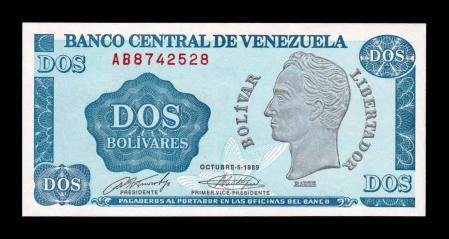 Venezuela - Venezuela 2 Bolivari 1989, Simón Bolívar, necirculata
