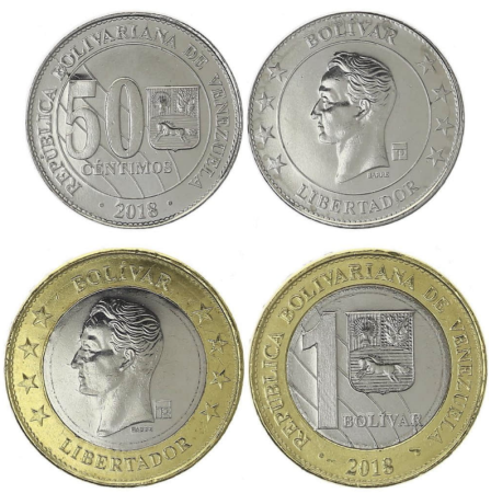 Monede - Venezuela set 2 monede 2018: 50 Céntimos, 1 Bolívar, UNC