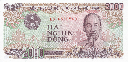 Vietnam, 2000 Dong 1988, necirculata [1]