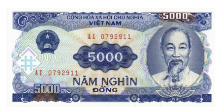 Bancnote Asia - VIETNAM 5000 dong 1991, necirculata