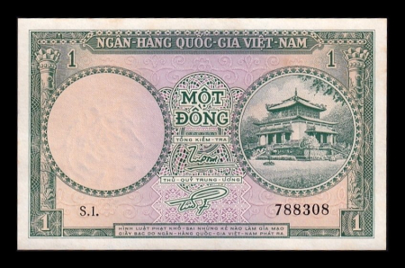 Bancnote Asia - Vietnamul de Sud, 1 dong 1956, aproape necirculata