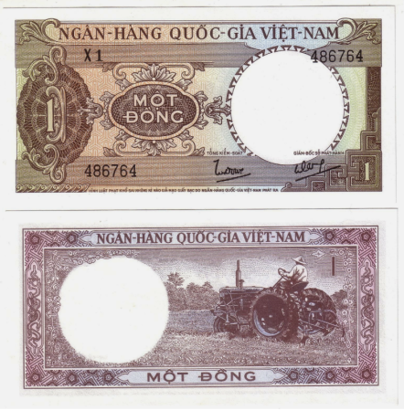 Bancnote - Vietnamul de Sud, 1 dong 1964, ferma, UNC