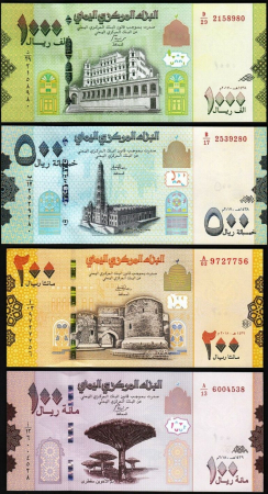 Yemen - Yemen SET 4: 100, 200, 500, 1000 Riali 2017 – 2018, necirculate