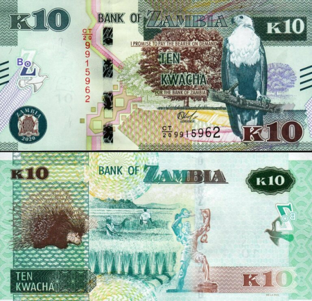Zambia - Zambia 10 Kwacha 2020, cu semne pentru nevazatori, necirculata