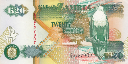 Zambia - ZAMBIA 20 kwacha 1992, necirculata