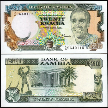 Zambia - ZAMBIA 20 kwacha (1989-91), necirculata