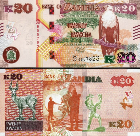 Zambia set 4: 2 5 10 20 Kwacha 2018 – 2020 (2021), necirculate [1]