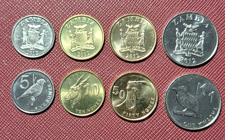 Monede Africa - Zambia set 4 monede Animale: 5 10 50 Ngwee 1 Kwacha 2012, UNC