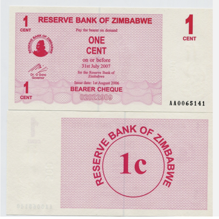 Zimbabwe - Zimbabwe 1 cent 2006, necirculata
