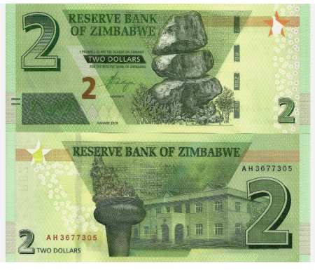 Bancnote Africa - Zimbabwe 2 dolari 2019, necirculata