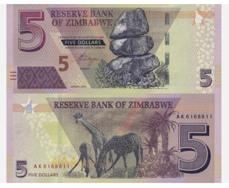 Bancnote - Zimbabwe 5 Dolari 2019, necirculata