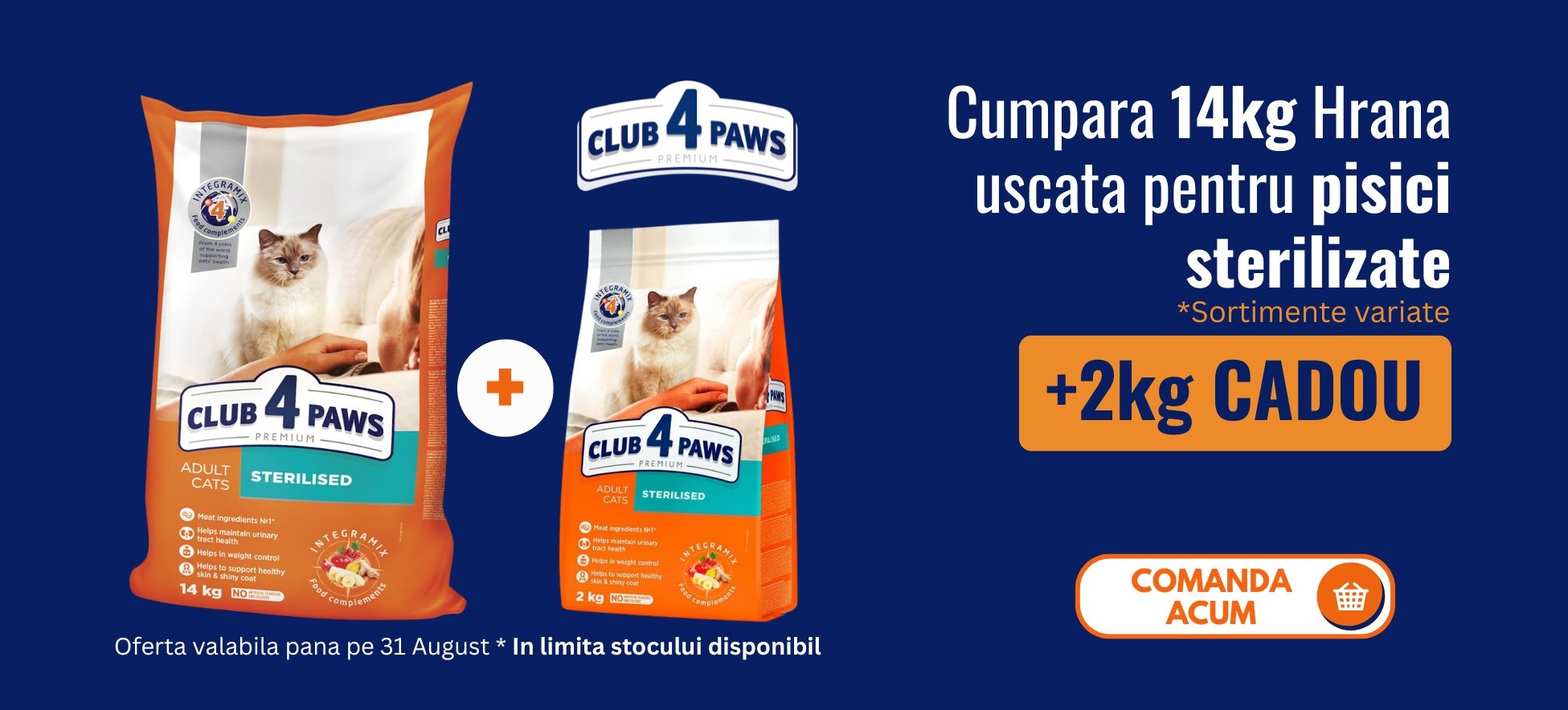 Cadou 2kg hrana pisici sterilizate C4P