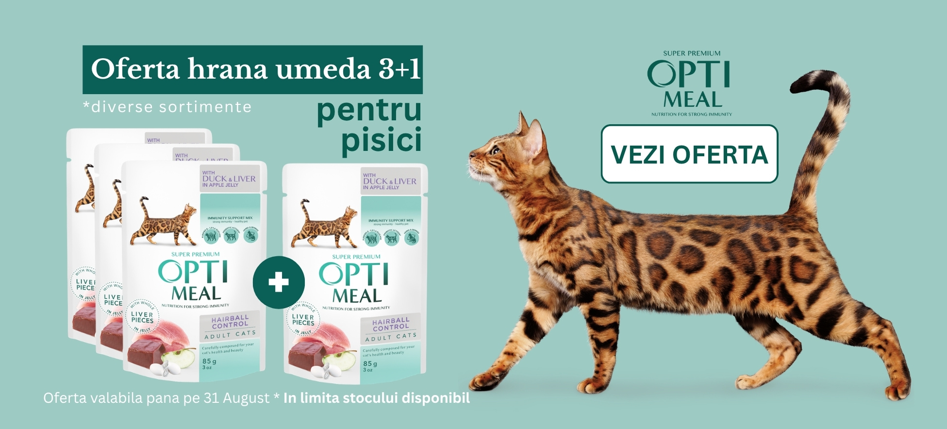 Oferta 3+1 hrana umeda Optimeal pisici