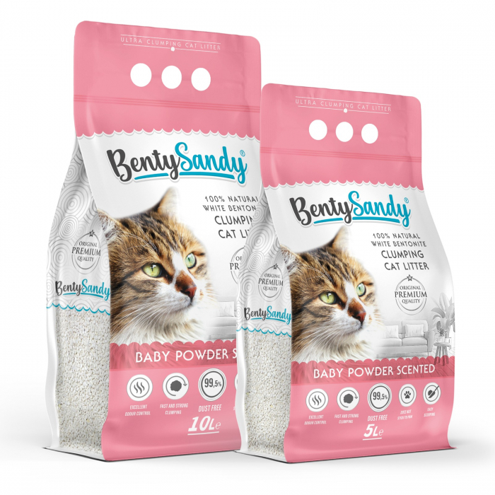 Benty Sandy, Asternut igienic pentru pisici, Baby Powder, 10l [2]