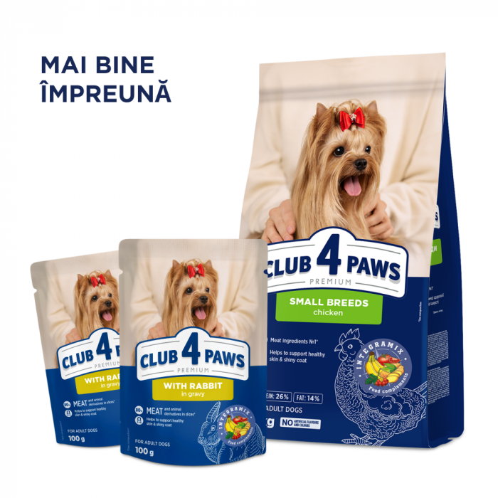 Club 4 Paws, Hrana umeda caini talie mica, Iepure in sos, 24x100g [5]