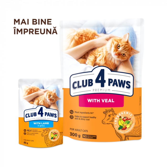 Club 4 Paws, Hrana umeda pentru pisici, miel in sos, 24x85g [6]