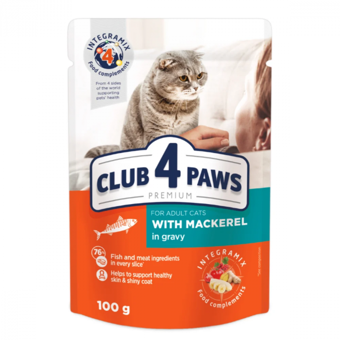 Club 4 Paws, Hrana umeda pisici - cu Macrou, set 24x100g [1]