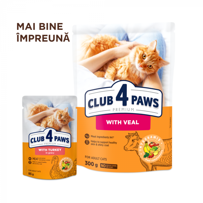 Club 4 Paws, Hrana umeda pisici, curcan in sos, 24x85g [6]