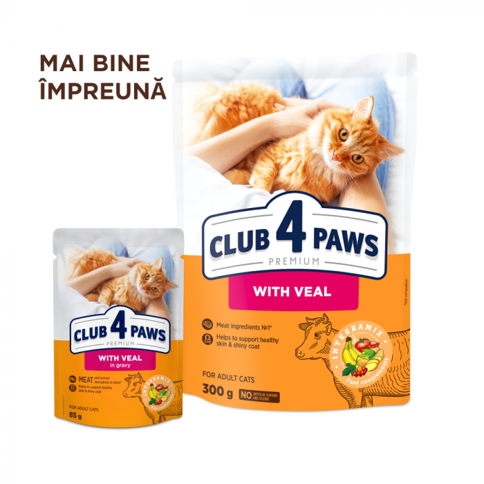 Club 4 Paws, Hrana umeda pisici, vitel in sos, set 24x85g [5]