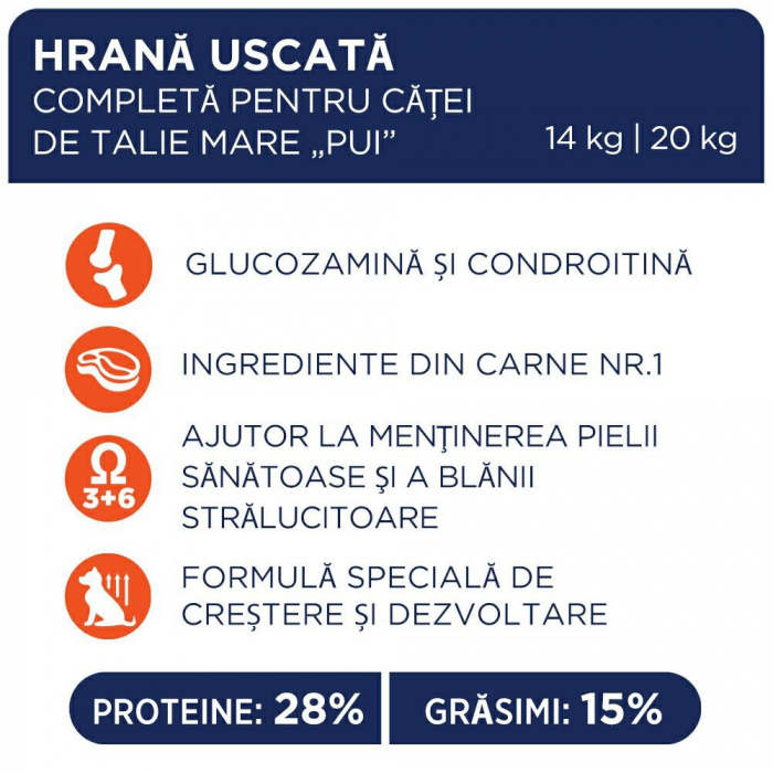 Hrana uscata pentru catei de talie mare, 14kg, CLUB4PAWS [4]