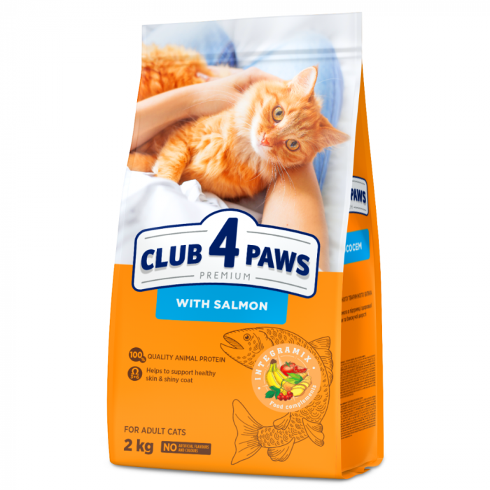 Club 4 Paws, Hrana uscata pisici adulte cu somon, 2kg [1]