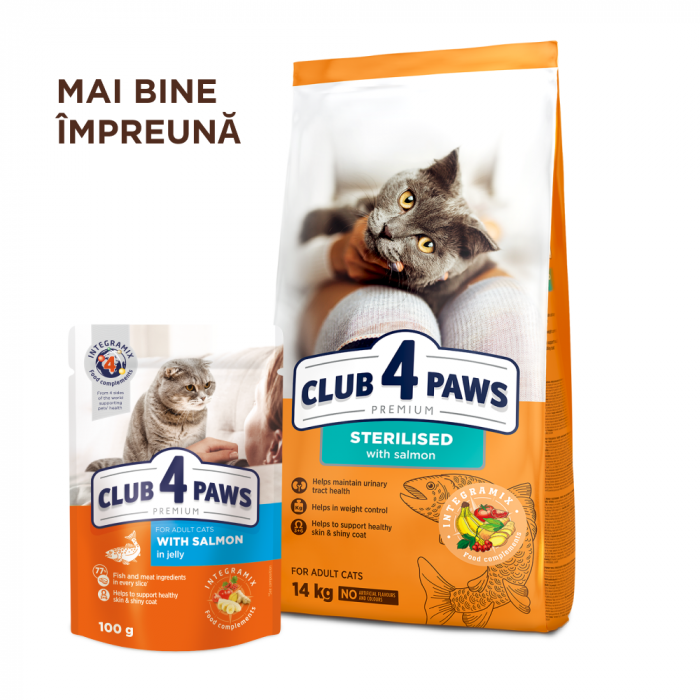 Club 4 Paws, Hrana uscata pisici sterilizate, cu somon, 2kg [5]