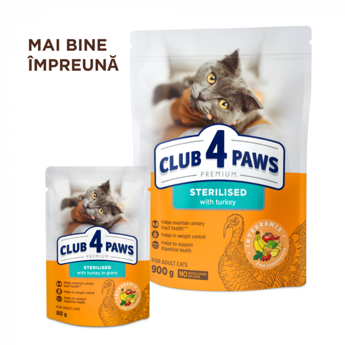 Club 4 Paws, Hrana uscata pisici sterilizate, curcan, 2kg [5]