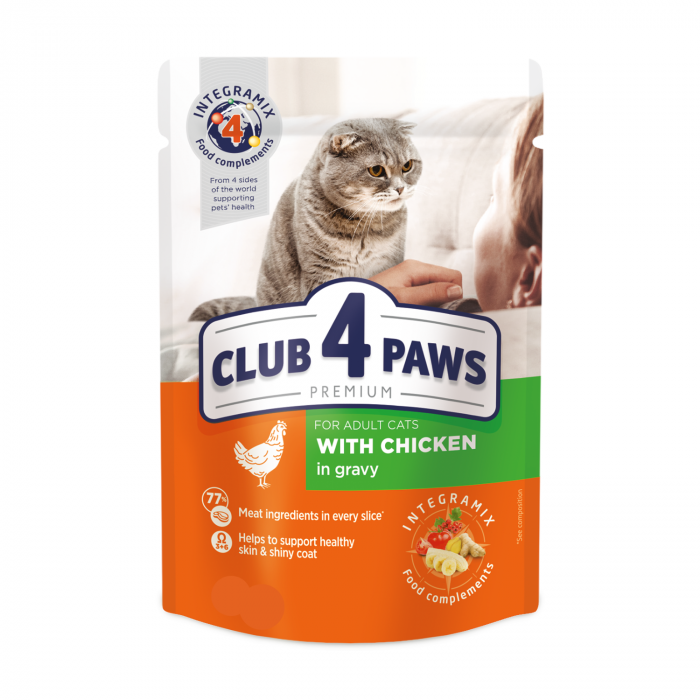Set de 4 plicuri cu hrana umeda pentru picici, pui si somon, Club4Paws [3]