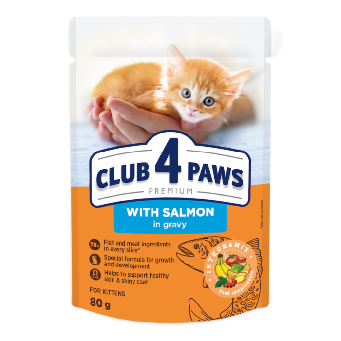 Club 4 Paws Premium, Hrana umeda pisoi - somon in sos, 24x80g [1]