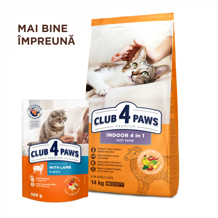 Club 4 Paws, Premium Indoor, Hrana uscata pisici adulte, cu miel, 2kg [5]