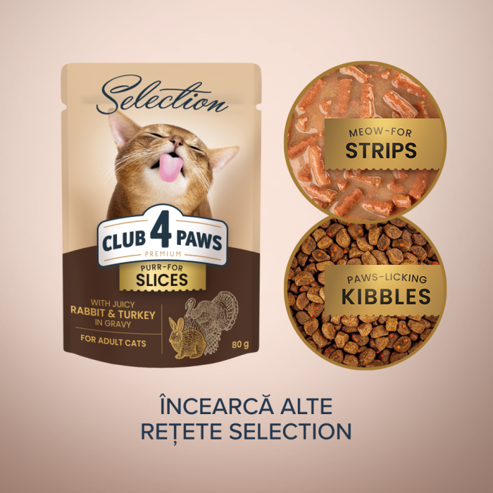 Club 4 Paws Premium Plus, Selection, Hrana umeda pentru pisici - Bucati de iepure si curcan in sos, 12x80g [5]
