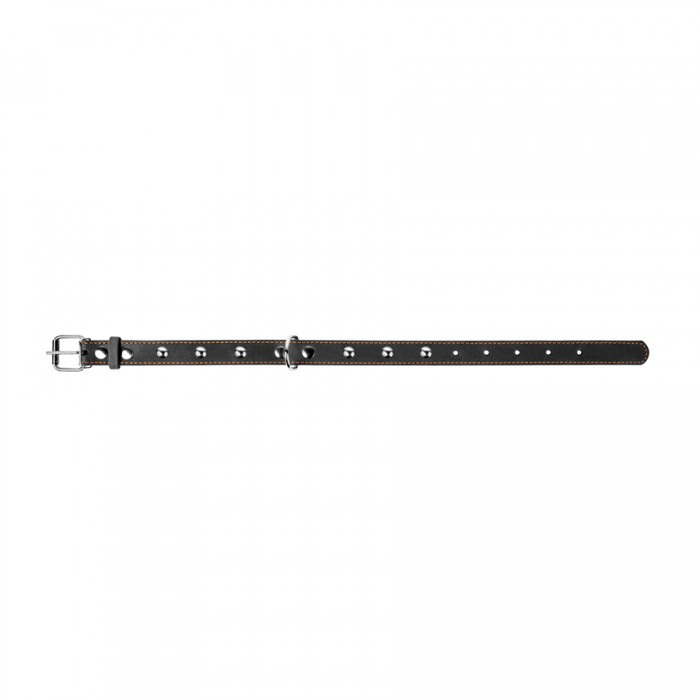 Collar, Zgarda S, caini, din piele, cu decor metalic, negru [3]