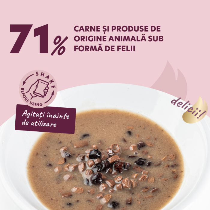 DELICKCIOUS, Bucati de carne de miel si fructe de padure in sos cremos, pentru caini, 80g [2]