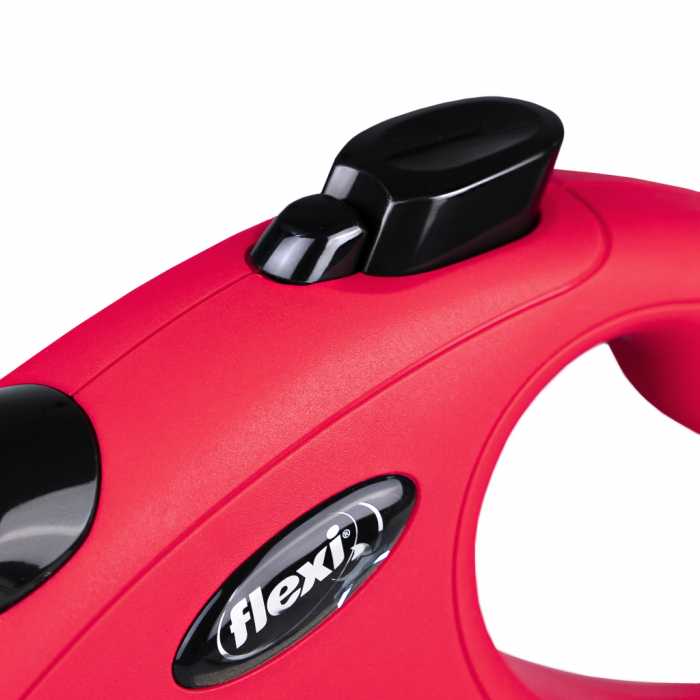 Lesa retractabila cu banda de 5m, rosu, L,  Flexi New Classic [3]