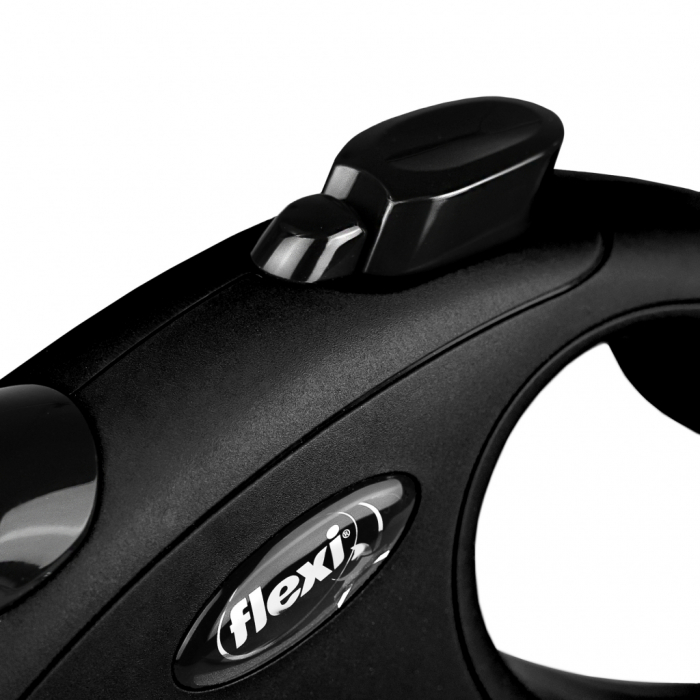 Lesa retractabila cu banda de 8m, neagra, L,  Flexi New Classic [3]