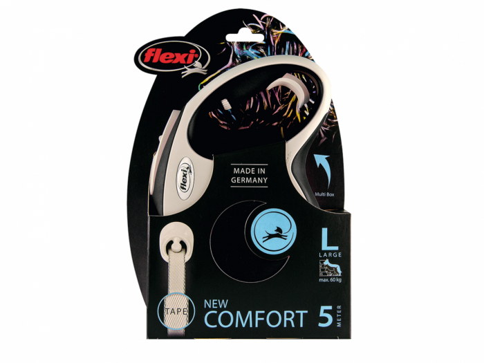 Flexi New Comfort, L Tape, lesa retractabila, negru, 5m [5]