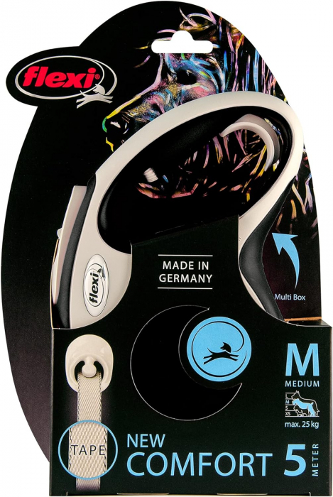 Flexi New Comfort, M Cord, lesa retractabila, neagra, 5m [6]