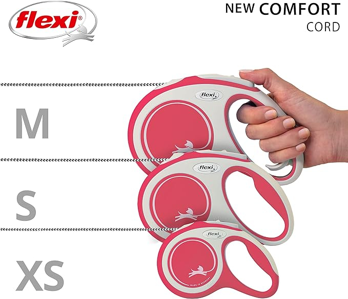 Flexi New Comfort, M Cord, lesa retractabila, rosie, 5m [2]