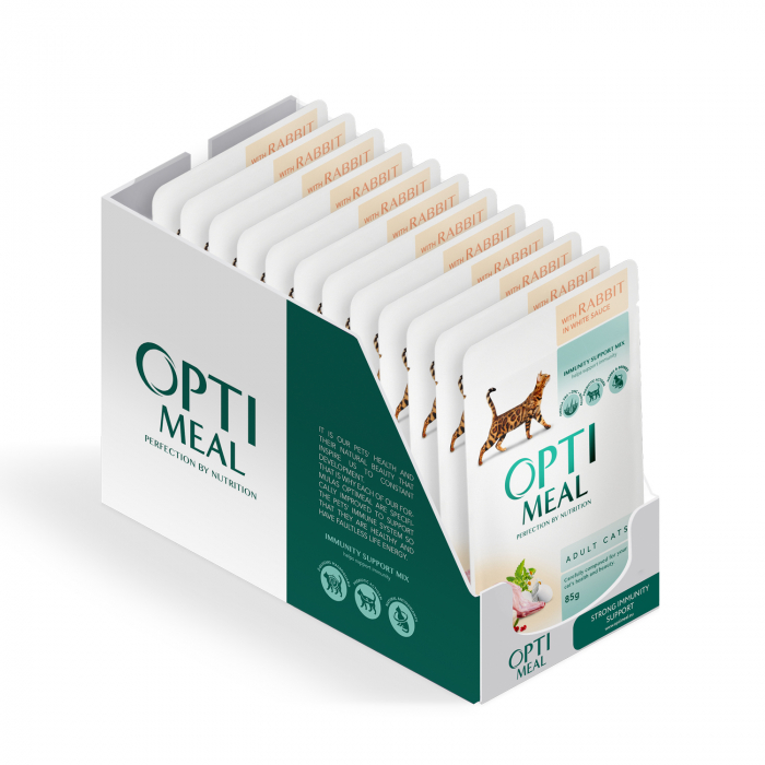 Optimeal Hrana umeda pisici adulte - cu Iepure in sos alb, set 12*0,085kg [3]