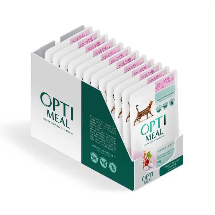 Optimeal Hrana umeda pisici adulte - cu Miel si legume in jeleu, set 12*0,085kg [3]