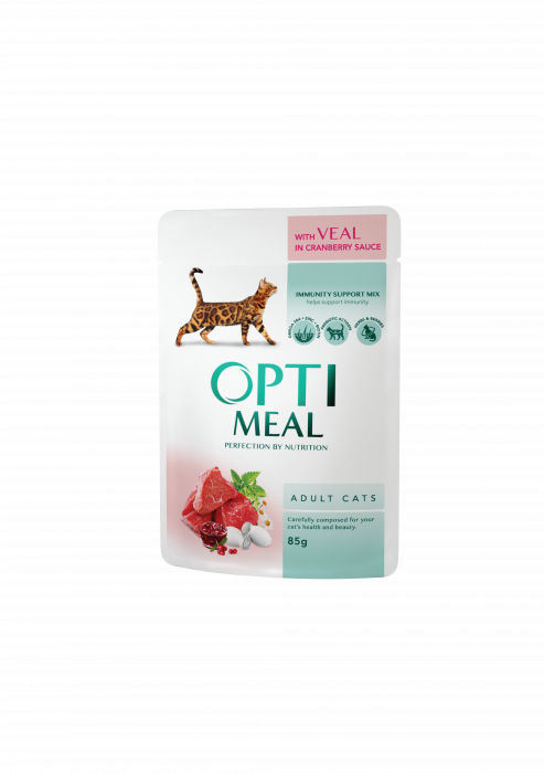 Optimeal Hrana umeda pisici adulte - cu Vita, set 3+1, 4*0,085kg [3]