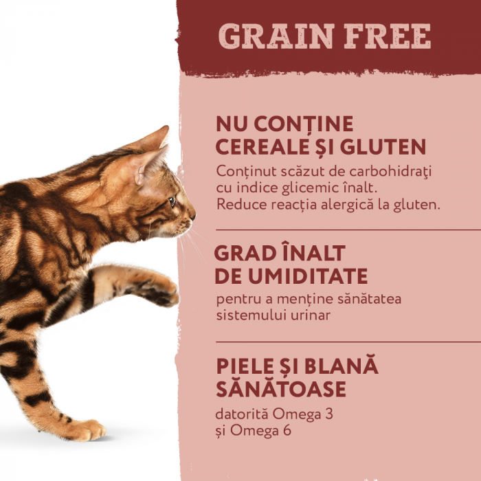 Optimeal Grain Free Hrana umeda pisici adulte - cu Vitel, gaina si spanac in sos, set 12*0,085kg [5]