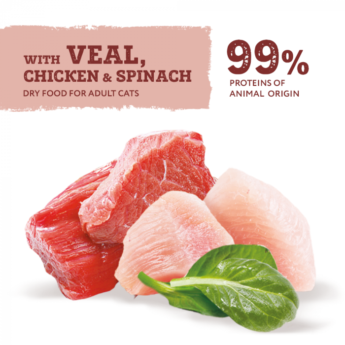 Optimeal Grain Free Hrana umeda pisici adulte - cu Vitel, gaina si spanac in sos, set 12*0,085kg [4]