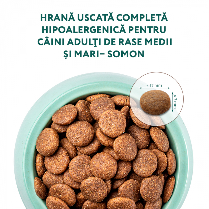 Optimeal Hipoalergenic Hrana uscata caini adulti de talie medie si mare - cu somon, 12kg [2]