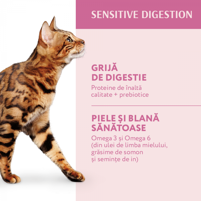 Optimeal, Sensitive, Hrana uscata pisici adulte cu digestie sensibila, Miel, 200g [4]