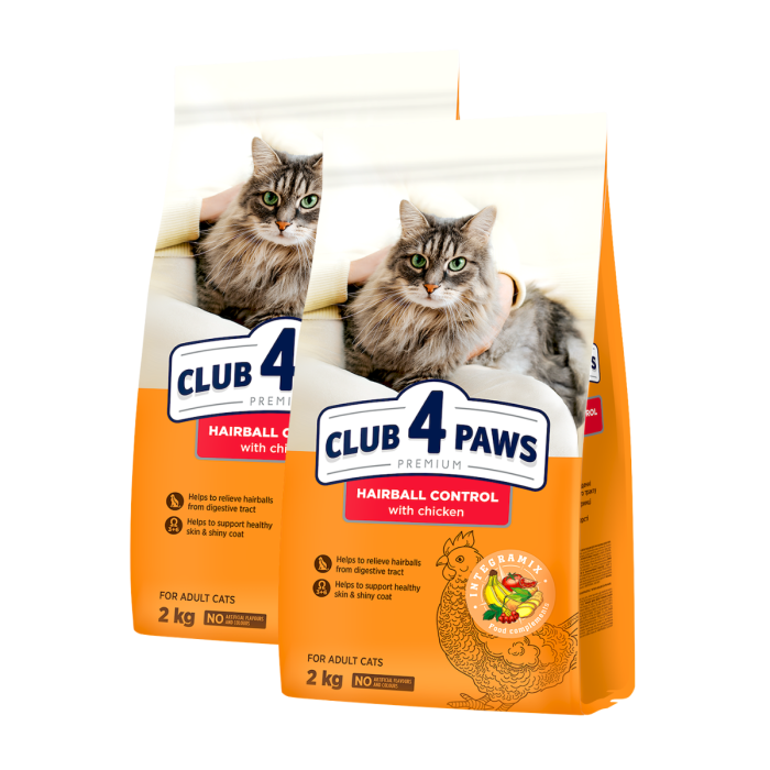Pachet 2x2kg, Club 4 Paws Hairball Control – Hrana uscata pisici adulte 4kg [1]